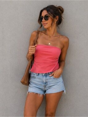 Blue Riot XO Pink Strapless Ruched Tube Top NWT Size Small